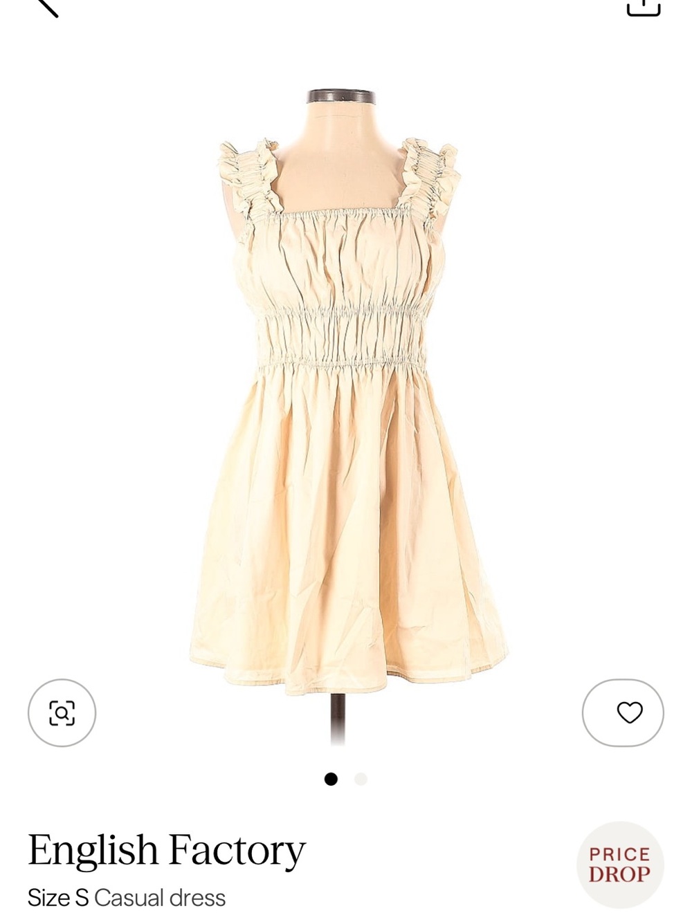 English Factory Ivory Smocked Mini Dress with Ruffle Straps